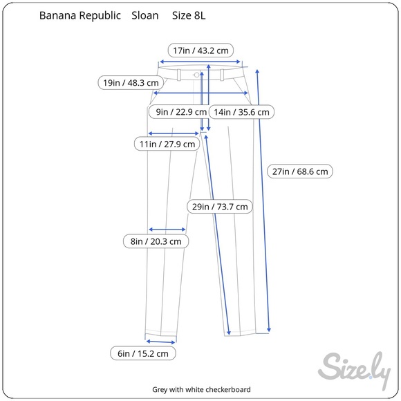 Women's Banana Republic Sloan Stretch Grey Pants with White Checkerboard 8L - Picture 9 of 15